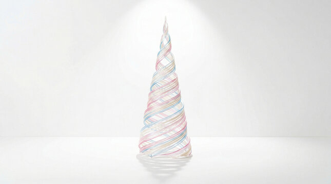 Hand Pulled Isomalt Sugar Ribbon Spiral Pastel Colors Isolated White Background Pastry Art Photography