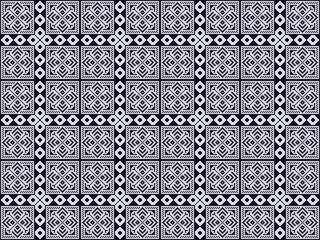 Obraz premium Pixelated patterns of traditional fabrics, characterized by square shapes, are suitable for weaving, continuous fabric patterns, and printing.