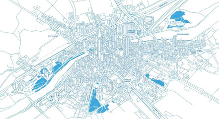 Obraz premium City Map with Water Features.