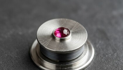 Intricate Watch Mainspring Barrel Core with Ruby Jewel, Microscopic Examination