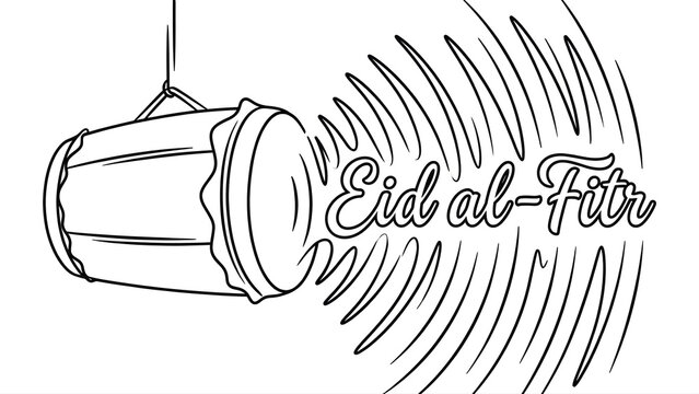 Traditional Bedug Drum with Eid al-Fitr Sound Wave Illustration