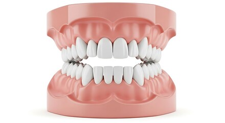 Obraz premium A detailed dental model showing upper and lower jaw with teeth isolated on transparent background
