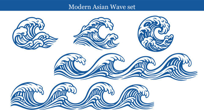 Traditional Modern wave pattern set chinese wave japanese wave korean asian traditional illustrations decorations element vector design for background and wallpaper 7