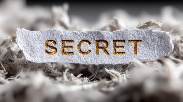 The word SECRET is written on a torn piece of paper, symbolizing hidden information