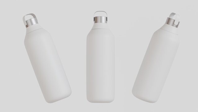 3D White color bottle Mock up isolate on White Background, Clean and Clear object. Realistic mock up for product presentation 