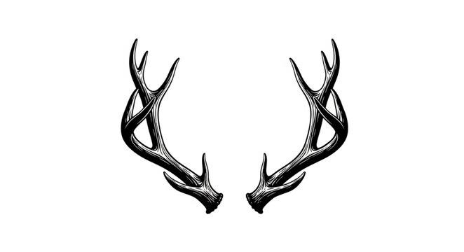 Intricate illustration of symmetrical deer antlers, a symbol of natures elegance and strength.