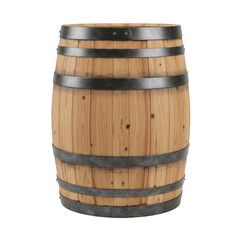 Obraz premium A large wooden barrel standing upright against a white background