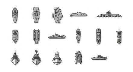 Collection of Various Military Ships. © Kang