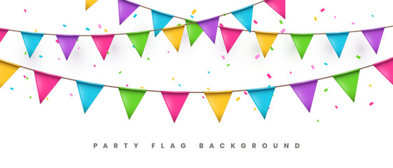 Plakat Colorful Party Flag Garland With Confetti