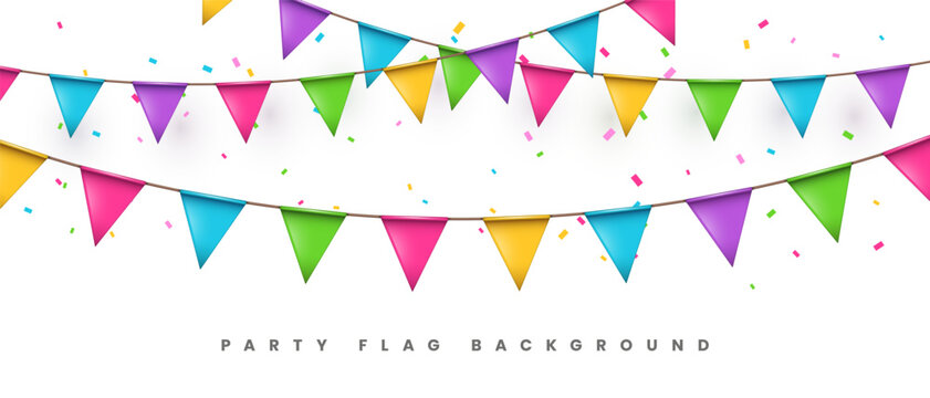 Colorful Party Flag Garland With Confetti