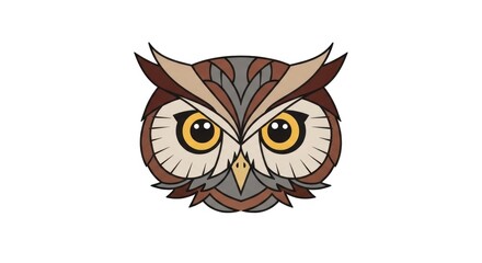 Obraz premium Stylized Owl Face Illustration - Wise Bird Portrait, Geometric Design