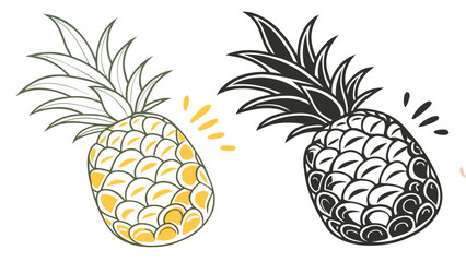 Fototapeta premium Vector illustration of Vibrant and Silhouette Pineapple Icons Set for Tropical Fruit or Summer Design Elements