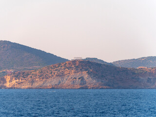 Fototapeta premium Sea view of the Temple of Poseidon at Cape Sounion in Greece