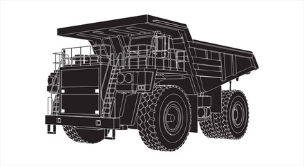 Dump Truck Blueprint – Heavy Construction Vehicle CAD Technical Drawing © RNB DESIGN