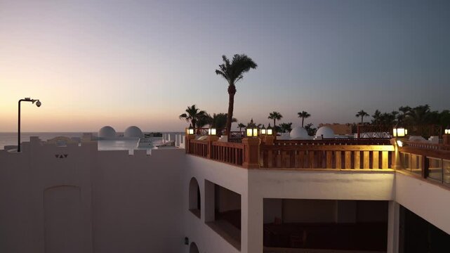 Early morning at the Savoy Hotel, the tranquil atmosphere of the resort