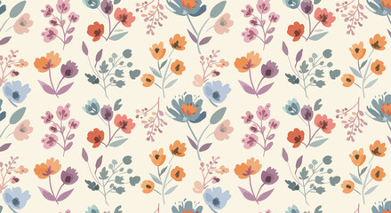 Fototapeta premium Vibrant yet gentle floral pattern with a balanced and cohesive layout