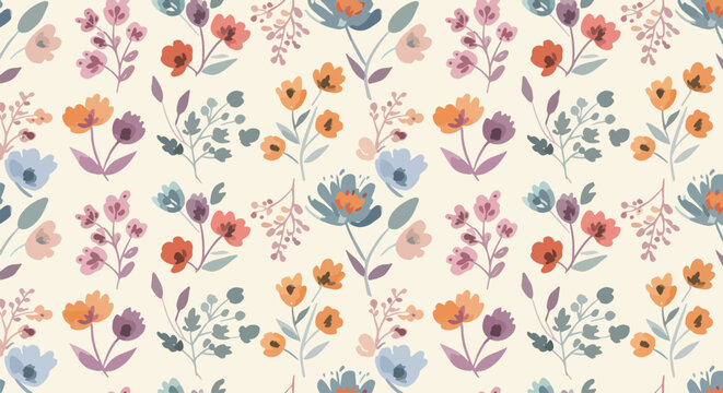 Vibrant yet gentle floral pattern with a balanced and cohesive layout