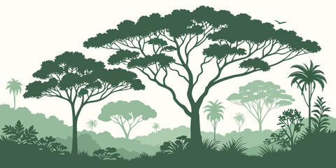 A group of trees in a forest with a white sky Vector © MST RABEYA BEGUM