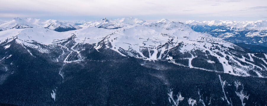 Landscape view of Whistler Blackcomb Ski Resort in Winter