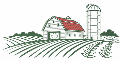 A farm with a barn and silo Vector © MST RABEYA BEGUM
