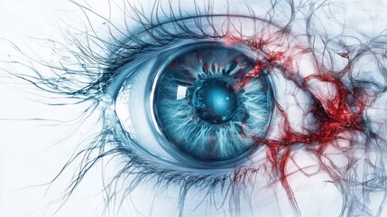 Sports Eye Safety: scientific illustration of retinal detachment process caused by blunt sports impact, sequential visual stages shown through layered transparent anatomical forms