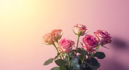 Obraz premium Beautiful pink roses bouquet for lovely mother's day celebration and gift ideas