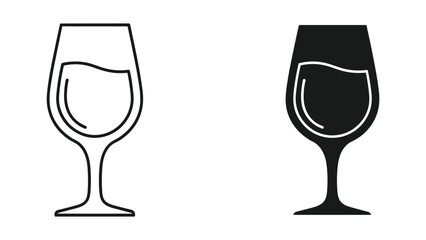 Wine Glass Icon Pair Contrasting Styles