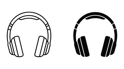 Obraz premium Headphones Icon Pair Audio Symbols