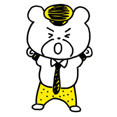 仕事が終わって叫ぶクマのサラリーマンキャラクター