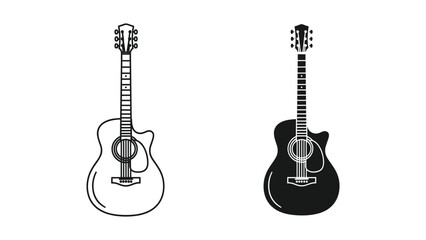 Naklejka premium Acoustic Guitar Icon Silhouette Vector Music Graphic
