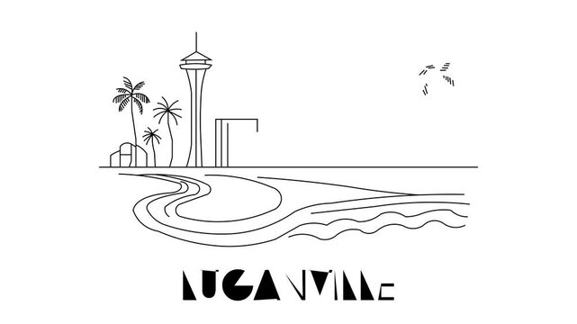 Animation Of Luganville City Line Draw Simple Minimalist