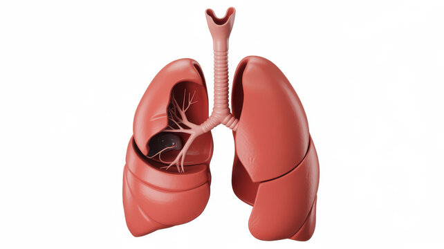 Human lungs with trachea and bronchi model respiratory
