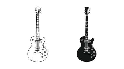 Naklejka premium Electric Guitar Silhouettes Music Instrument Comparison
