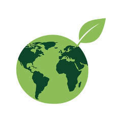 Earth Day vector illustration with green globe and leaf for eco-friendly environmental concepts