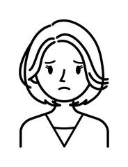 ベクターイラスト素材：困ったり悩んだりしている若い女性アイコン