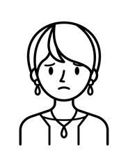 ベクターイラスト素材：困ったり悩んだりしている若い女性アイコン