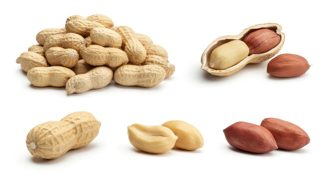 Peanuts in shells and unshelled peanuts brown