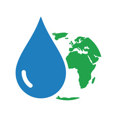 Obraz premium Earth Day vector illustration with water drop and globe for environmental conservation design