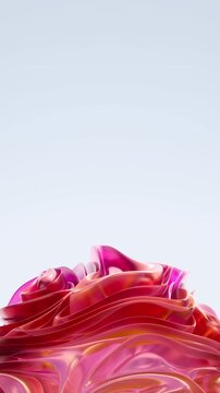abstract colorful deforming wavy crystal organic shape. vertical ratio 4K seamless loop 3d render. modern minimalist futuristic style.