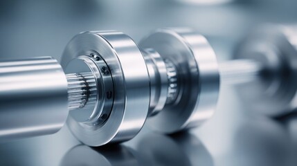 Precision engineered metal shaft with bearing and splines, showcasing industrial manufacturing technology