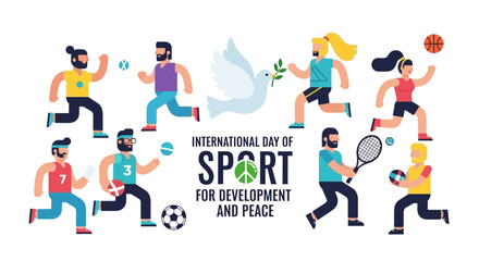 Fototapeta premium Diverse individuals engaging in various sports activities together in a vibrant, lively atmosphere from a global perspective