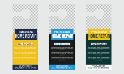 Fototapeta premium home repair service door hanger template design