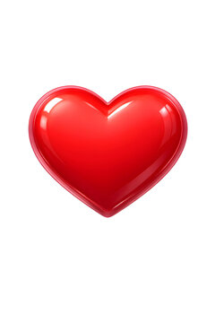 Glossy red heart love symbol romantic icon isolated, transparent background
