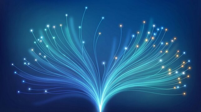 An abstract blue Christmas sky wallpaper featuring glowing stars and magic wave energy in a bright fantasy space design