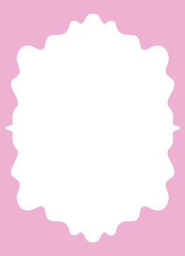 Wavy Whimsical Frame in Pastel Colors. Cute Groovy Minimalist Aesthetic Scalloped Edge Border for Wedding, Birthday Menu Invitation Template.
