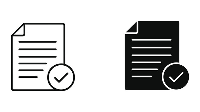Document with Checkmark Icon - Verified, Approved, Completed, Accepted, Confirmed Status