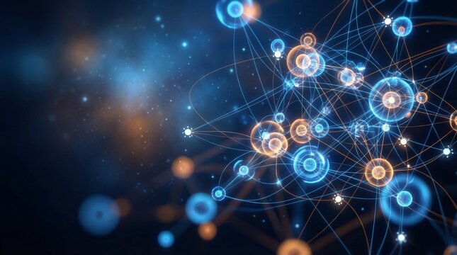 Abstract blue space background featuring a futuristic digital fractal spiral with glowing light energy and motion stars for a high-tech universe concept illustration art wallpaper