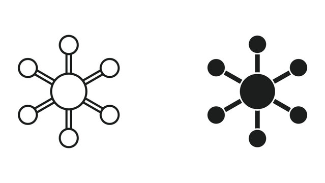 Network connection diagram, hub and spoke model, data sharing, interconnected nodes, communication technology