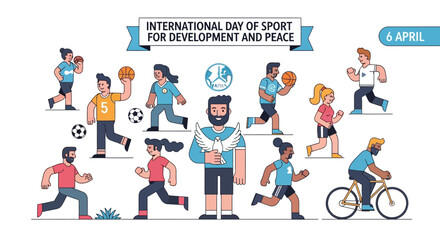 Diverse individuals engaging in various sports activities on International Day of Sport for Development and Peace