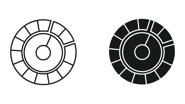 Color Wheel Icon Set: Line Art and Solid Black - Design, Art, and Creativity Symbols